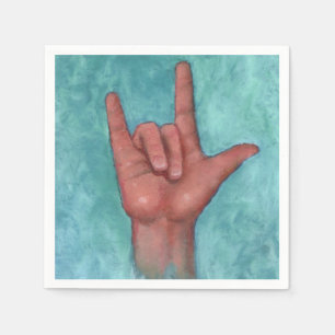 American Sign Language: I Love You: Art Napkins