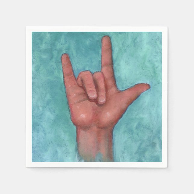 American Sign Language: I Love You: Art Napkins (Front)