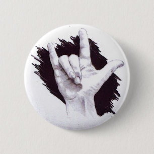 AMERICAN SIGN LANGUAGE I LOVE YOU BUTTON