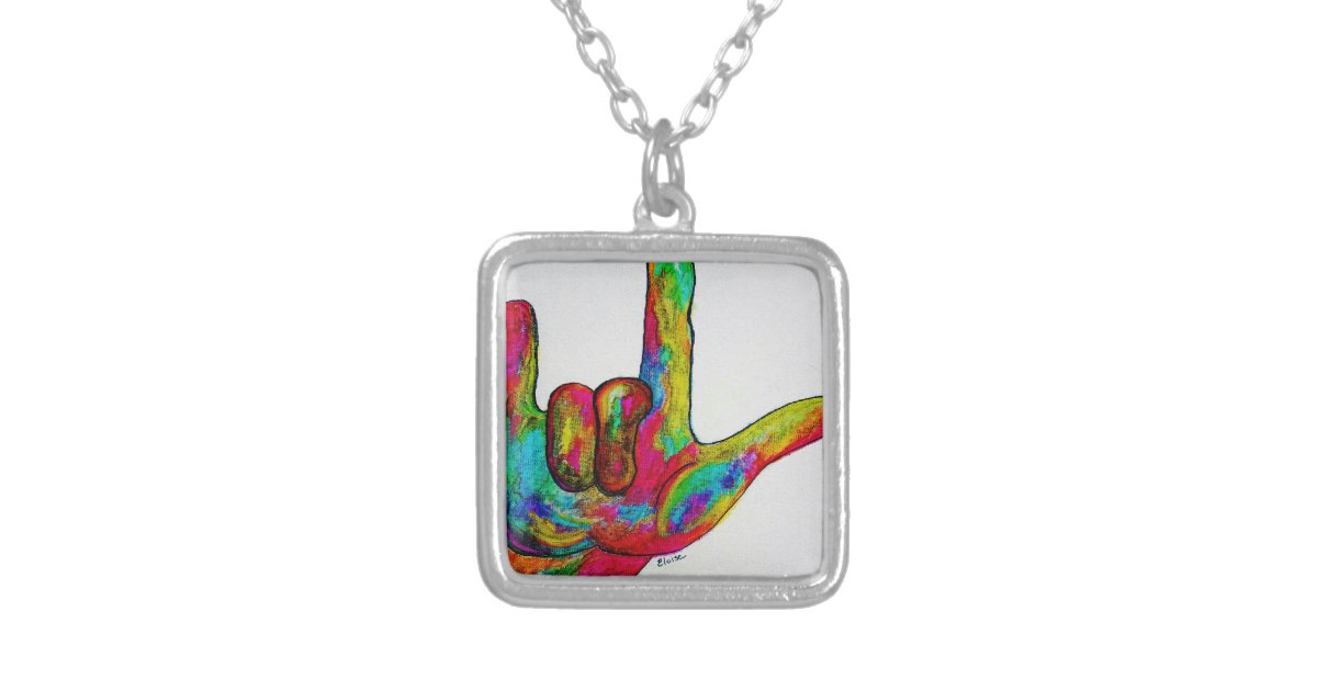 I Love You American Sign Language Silver Necklace