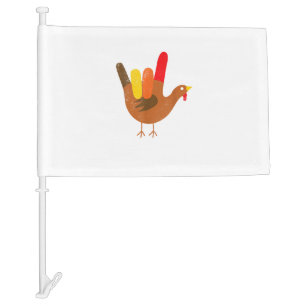 American Sign Language I Love You Thanksgiving Tur Car Flag
