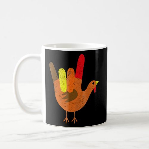 American Sign Language I Love You Thanksgiving Tur Coffee Mug