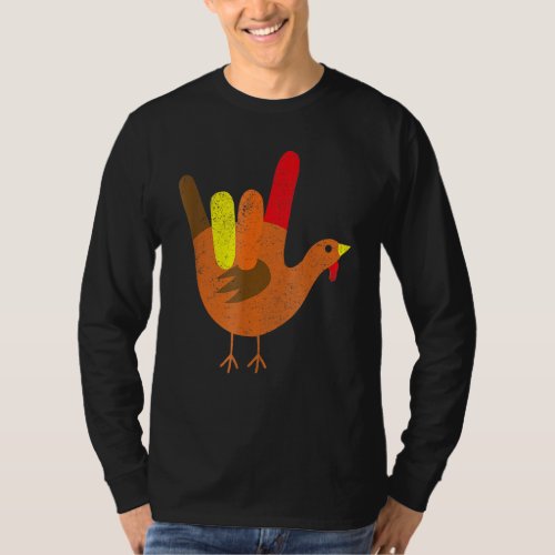 American Sign Language I Love You Thanksgiving Tur T_Shirt