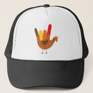 American Sign Language I Love You Thanksgiving Tur Trucker Hat