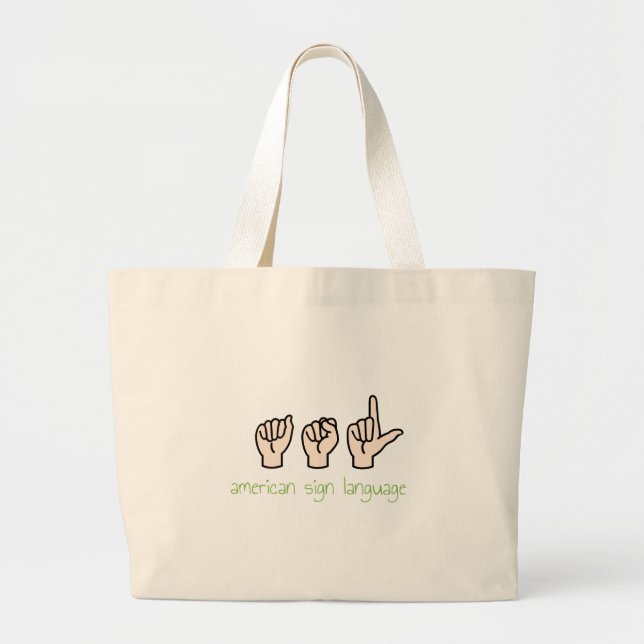 American Sign Language Large Tote Bag (Front)