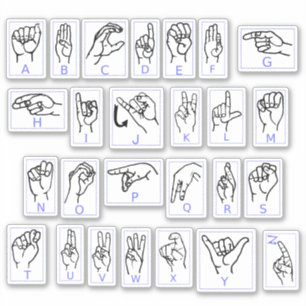 American Sign Language Learn ASL Alphabet Stickers