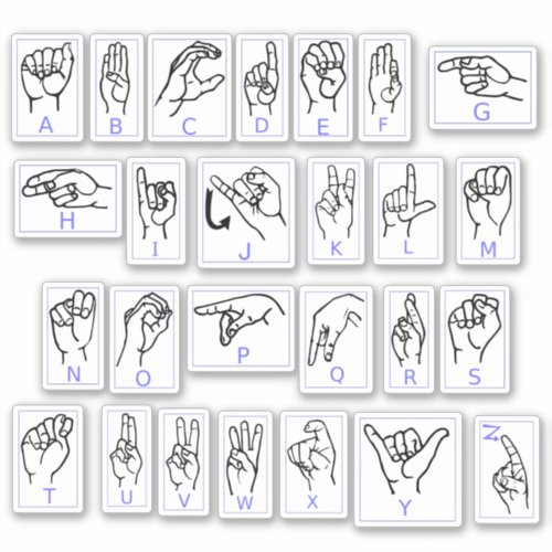 American Sign Language Learn ASL Alphabet Stickers