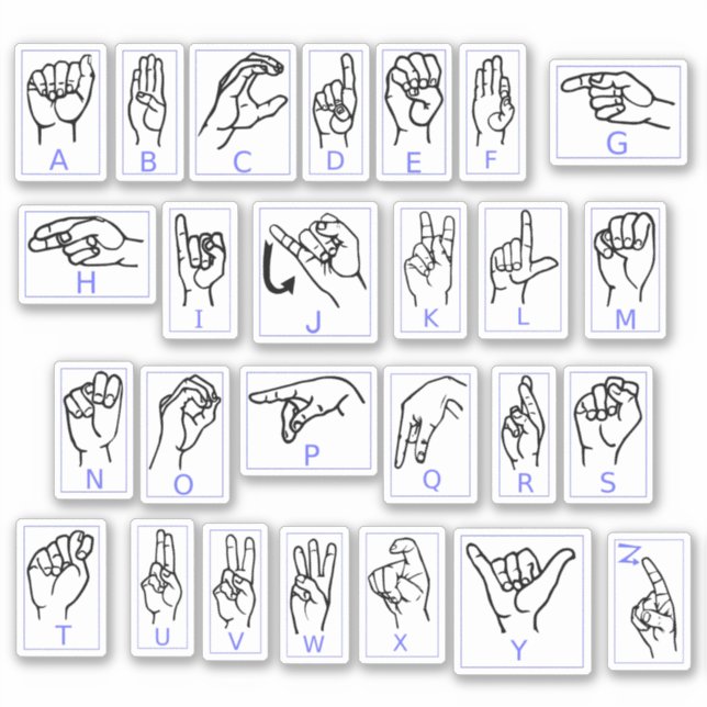 American Sign Language Learn ASL Alphabet Stickers (Front)