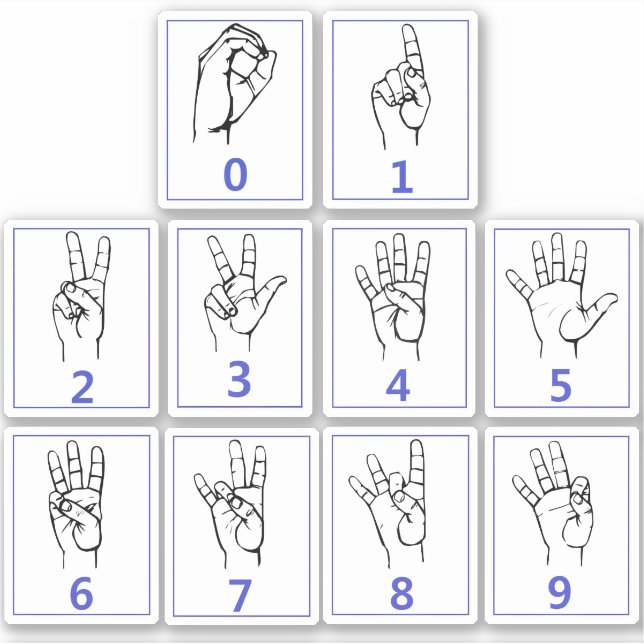 American Sign Language, Learn ASL Numbers Stickers (Front)