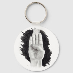 AMERICAN SIGN LANGUAGE LETTER "B" KEYCHAIN