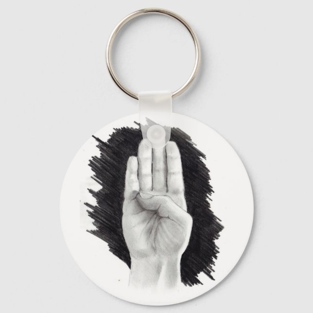 AMERICAN SIGN LANGUAGE LETTER "B" KEYCHAIN (Front)