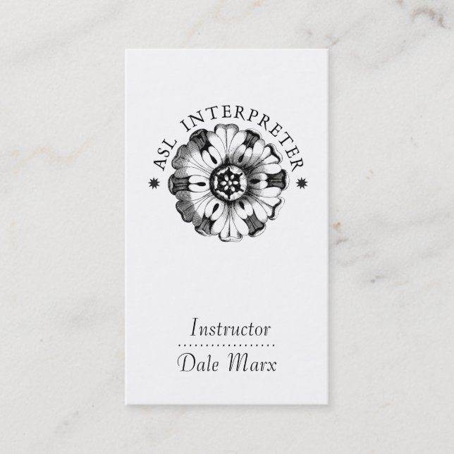 American Sign Language Motif Instructor Business Card (Front)