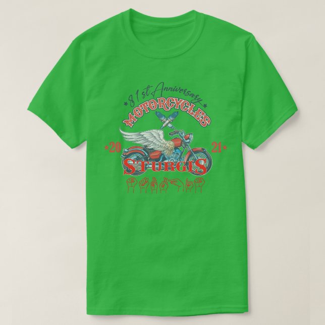 American Sign Language Sturgis Rally Motorcycles 2 T-Shirt (Design Front)