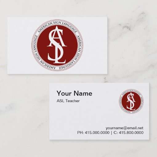 American Sign Language Teacher Business Card Zazzle