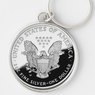 REAL* Silver Half Dollar (0.50) Liberty Eagle S925 Sterling Silver Keychains