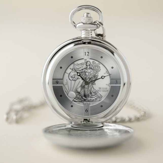 American Silver Eagle ~ Liberty Walking ~ Pocket Watch (Inside)