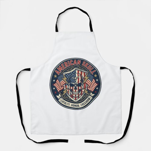 American Skull Patriotic Patriotic Skull Tough Gra Apron