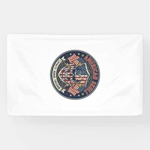 American Skull Patriotic Patriotic Skull Tough Gra Banner