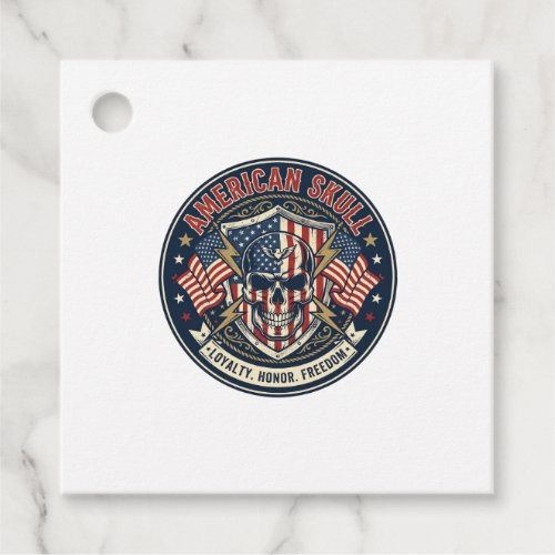 American Skull Patriotic Patriotic Skull Tough Gra Favor Tags