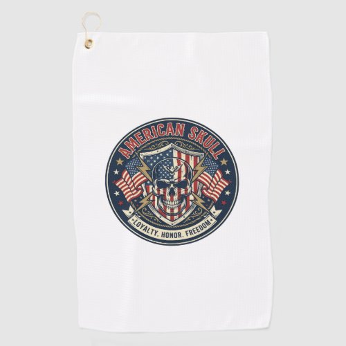 American Skull Patriotic Patriotic Skull Tough Gra Golf Towel