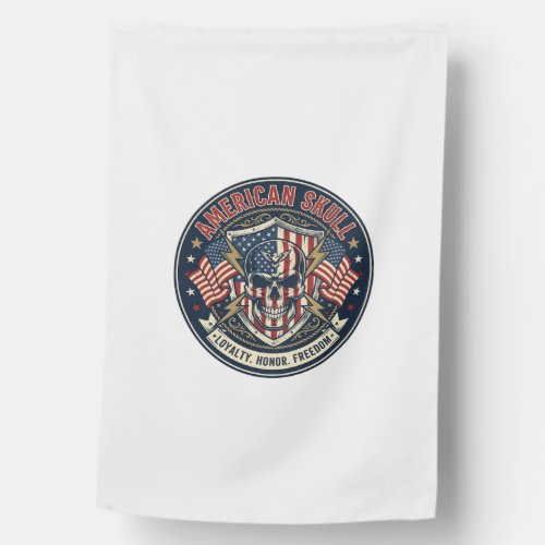 American Skull Patriotic Patriotic Skull Tough Gra House Flag