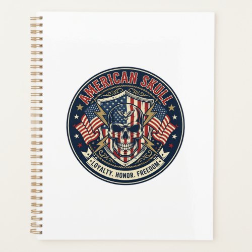 American Skull Patriotic Patriotic Skull Tough Gra Planner