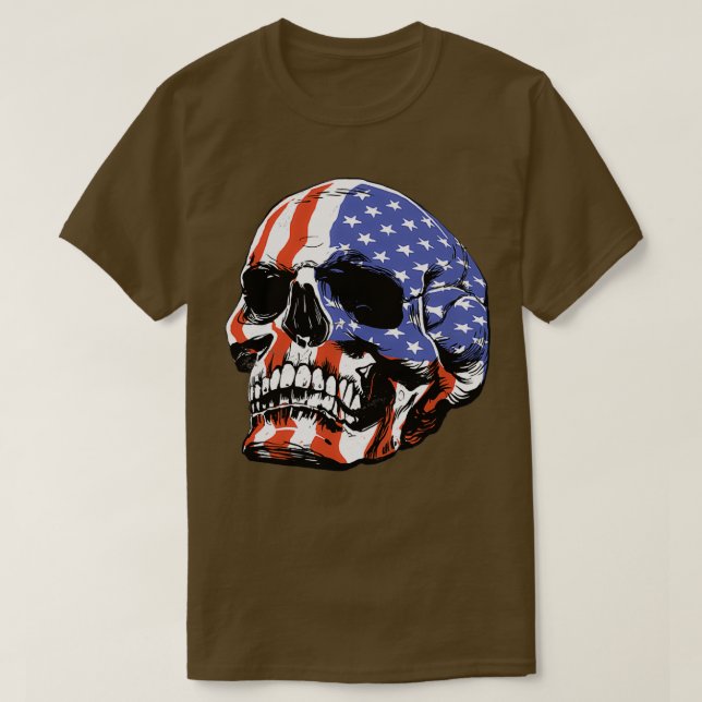 American skull patriotic T-Shirt (Design Front)