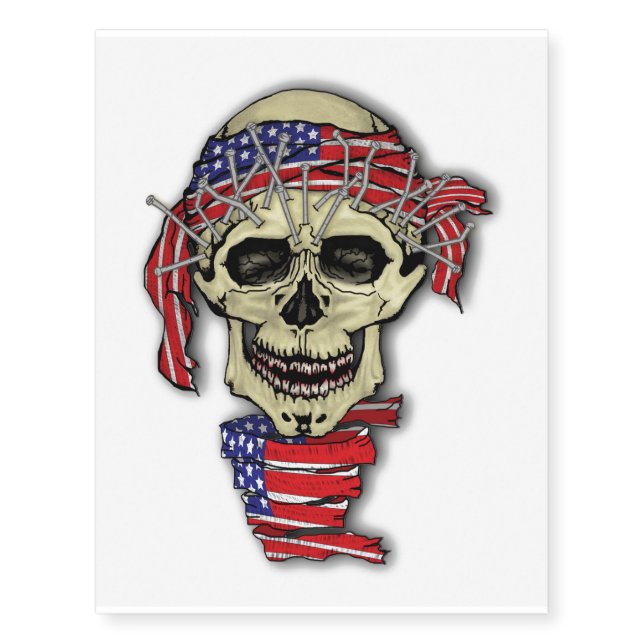 American Skull Temporary Tattoos (Front)