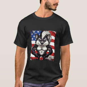 American Skunk Mascot USA Flag T-Shirt