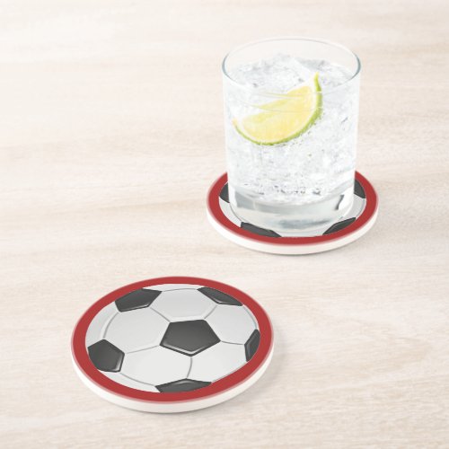 American Soccer or Association Football Ball Drink Coaster
