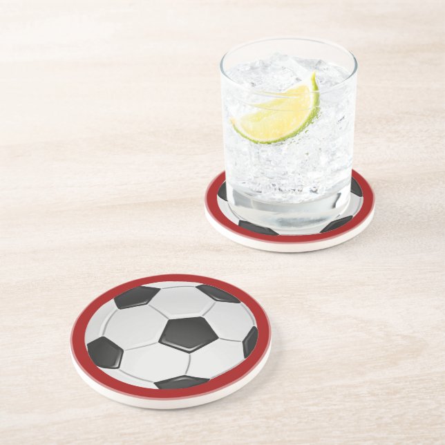 American Soccer or Association Football Ball Drink Coaster (Side)
