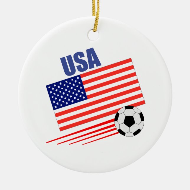 American Soccer Team Ceramic Ornament (Front)