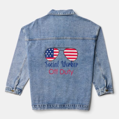 American Social Worker Off Duty Last Day Of School Denim Jacket