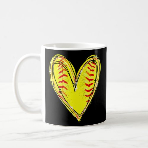 American Softball Heart Love Softball Lover Mother Coffee Mug