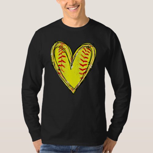 American Softball Heart Love Softball Lover Mother T_Shirt