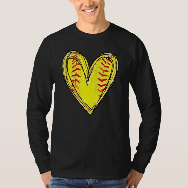 American Softball Heart Love Softball Lover Mother T-Shirt (Front)