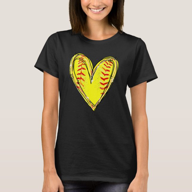 American Softball Heart Love Softball Lover Mother T-Shirt (Front)