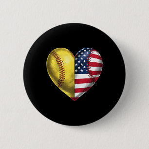 American Softll Heart Usa Flag 4th Of July Softll Button