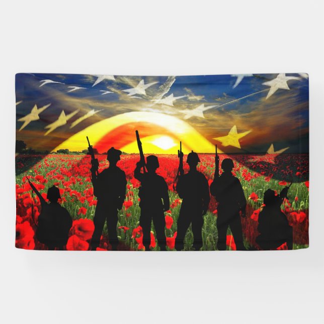 American Soldier American Flag In Honor Banner (Horizontal)
