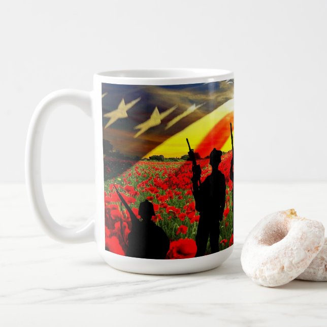 American Soldier American Flag In Honor Coffee Mug (With Donut)