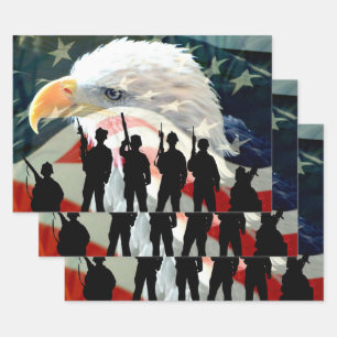 American Soldier American Flag In Honor Wrapping Paper Sheets