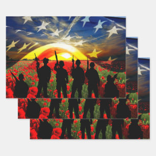 American Soldier American Flag In Honor Wrapping Paper Sheets