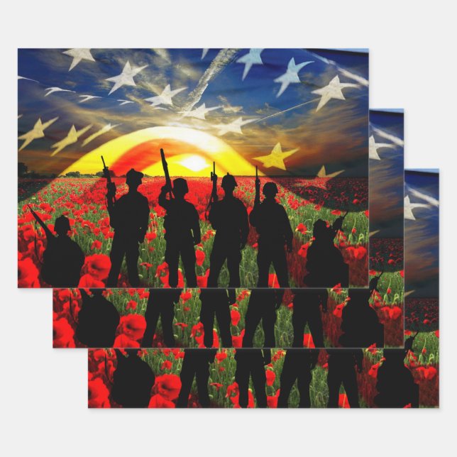 American Soldier American Flag In Honor Wrapping Paper Sheets (Set)