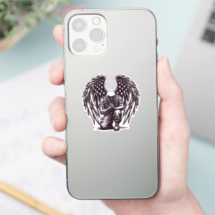 American Soldier Angel Praying USA Flag Art Sticker