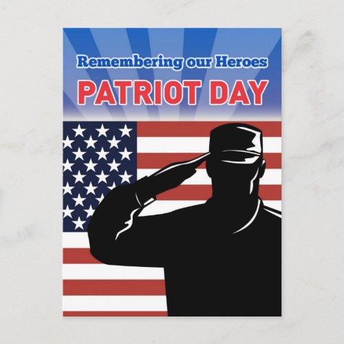 American soldier salute flag patriot day postcard