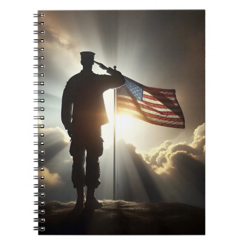 American Soldier Saluting The Flag Notebook