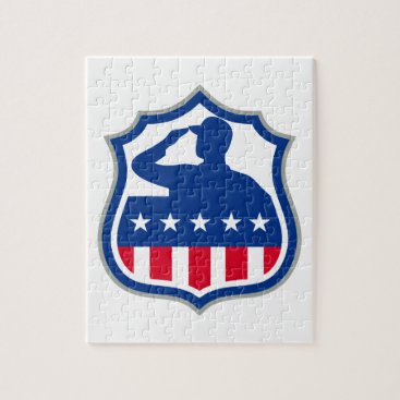 American Soldier Saluting USA Flag Crest Icon Jigsaw Puzzle American Soldier Saluting USA Flag Crest Icon Jigsaw Puzzle