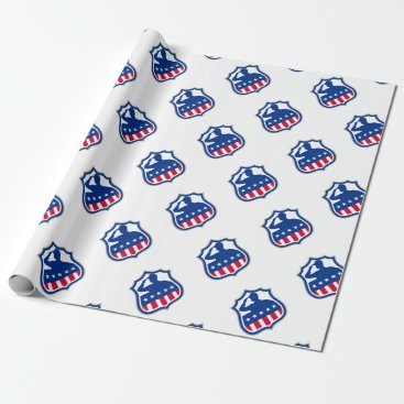 American Soldier Saluting USA Flag Crest Icon Wrapping Paper American Soldier Saluting USA Flag Crest Icon Wrapping Paper
