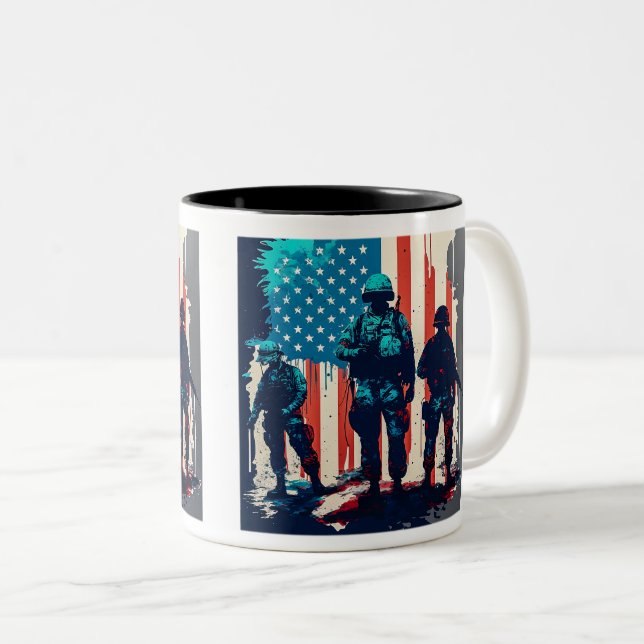 American Soldiers Two-Tone Mug, 11 oz  Coffee Mug (Front Right)