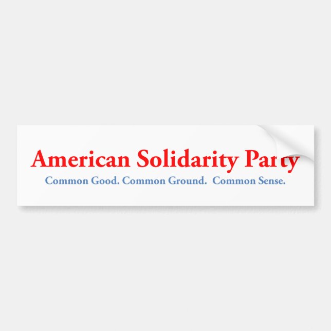 American Solidarity Party Bumper Sticker (Front)